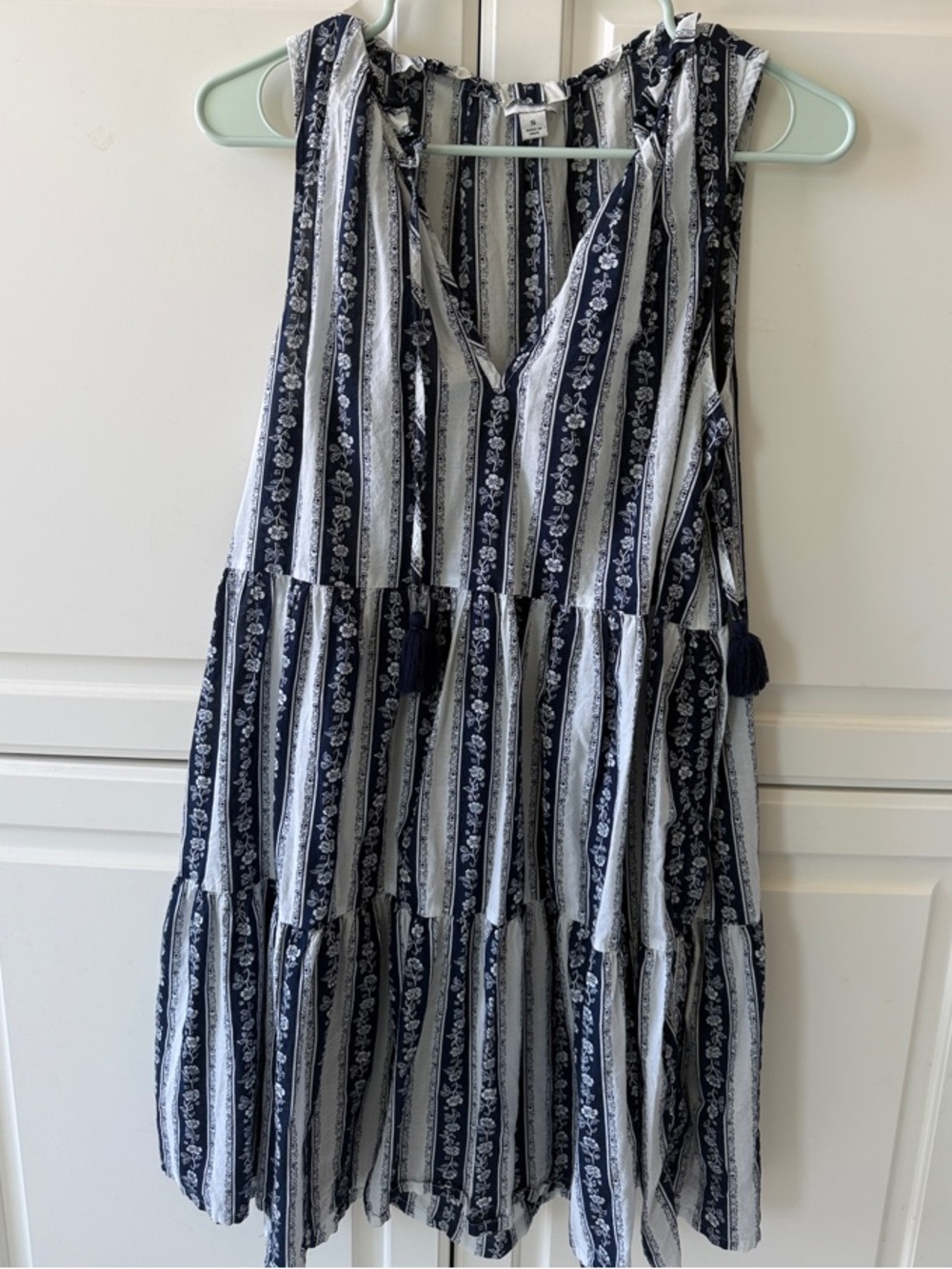 J. Crew Navy and White Striped Floral Mini Dress